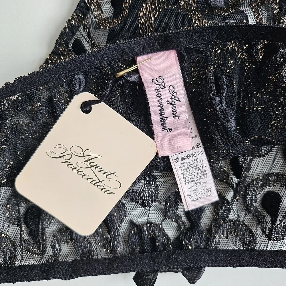 New Agent Provocateur Gina Leopard Print Black/Gold Brief Panties AP 3/Medium